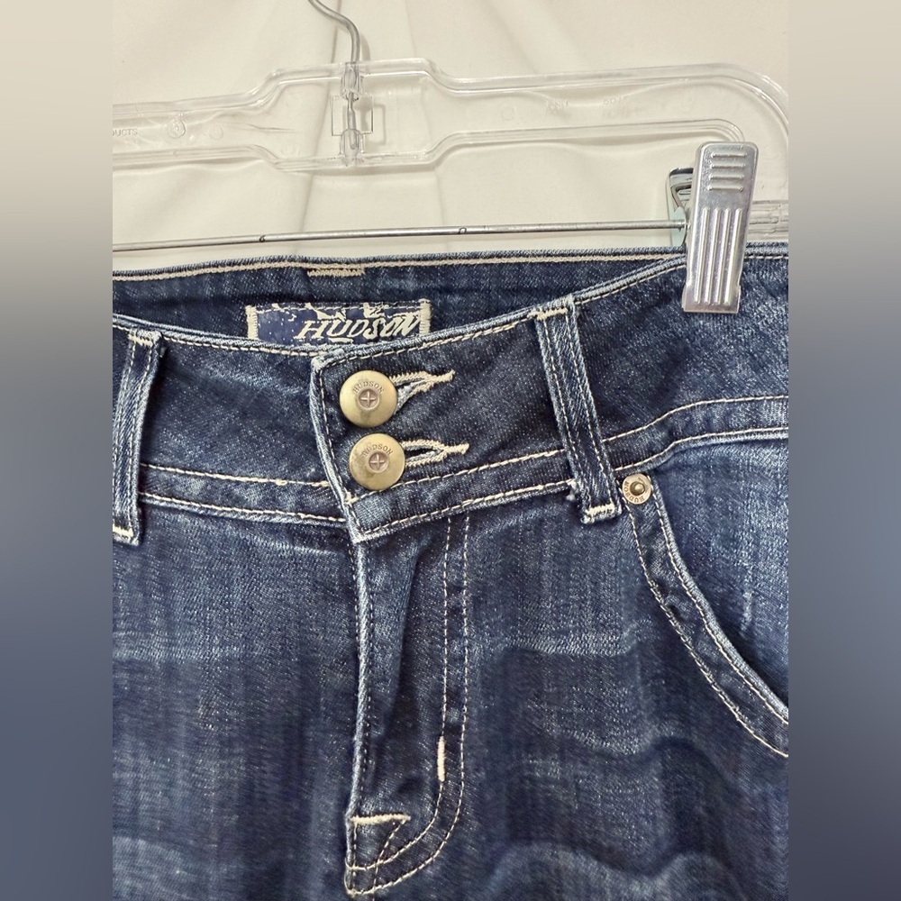 Hudson Bootcut Low Rise Jeans With Double Button Closure And Flap Back Pockets - Picture 6 of 15